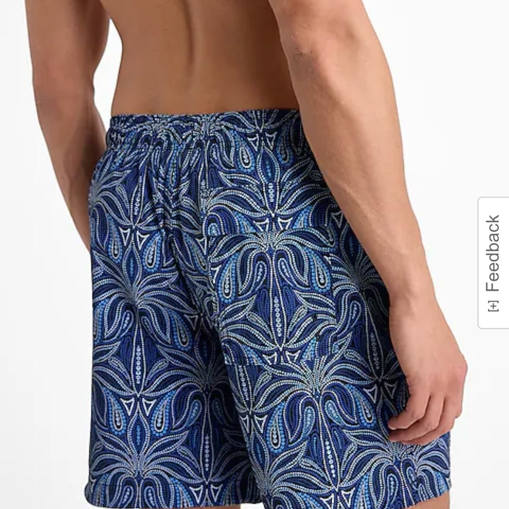 Express 6" Dot Geo Elastic Waist Swim Trunks Size L - Picture 3 of 3